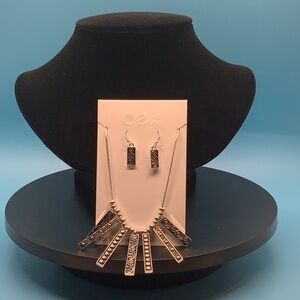 #13   Silver Fringe Necklace with Matching Earrings